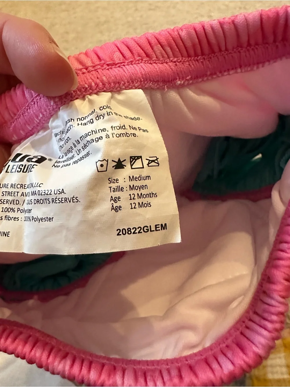 Pink Floral Girls' Swim Diaper Cover with Teal Ruffles